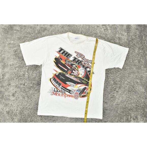 All Sport Dodge Racing White Cotton T-Shirt Men's L SINGLE STICHED STAINED - Picture 8 of 8